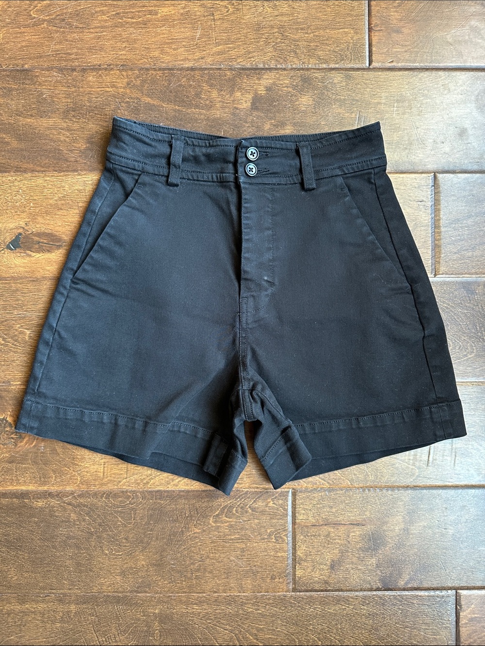 Everlane High-Rise Black Cotton Blend Shorts
